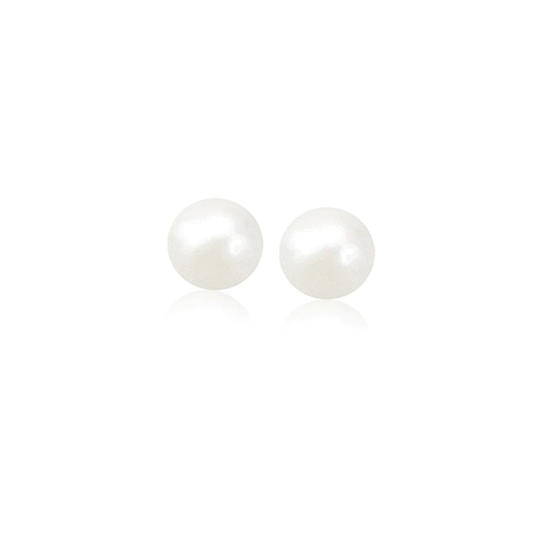 14k Yellow Gold Freshwater Cultured White Pearl Stud Earrings (6mm) - Coolpeacock