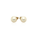 14k Yellow Gold Freshwater Cultured White Pearl Stud Earrings (7mm) - Coolpeacock
