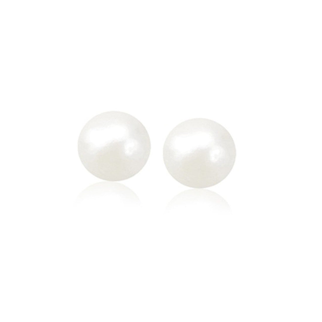 14k Yellow Gold Freshwater Cultured White Pearl Stud Earrings (8mm) - Coolpeacock