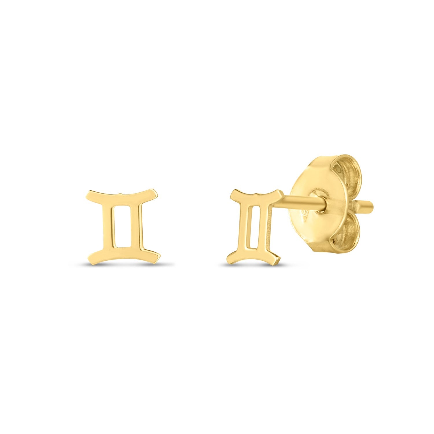 14K Yellow Gold Gemini Stud Earrings - Coolpeacock