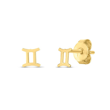 14K Yellow Gold Gemini Stud Earrings - Coolpeacock