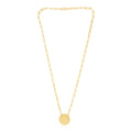 14k Yellow Gold High Polish Circle Disc Paperclip Link Necklace - Coolpeacock