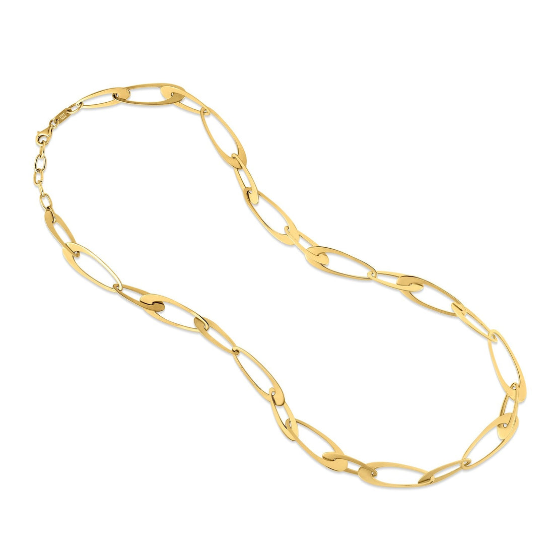 14K Yellow Gold Italian Oval Links Necklace - Coolpeacock