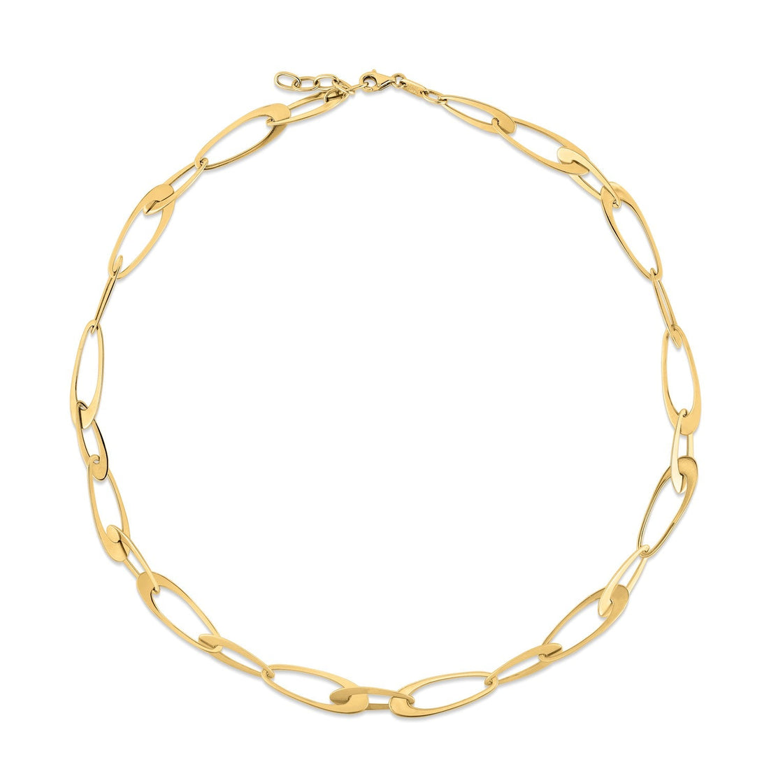 14K Yellow Gold Italian Oval Links Necklace - Coolpeacock