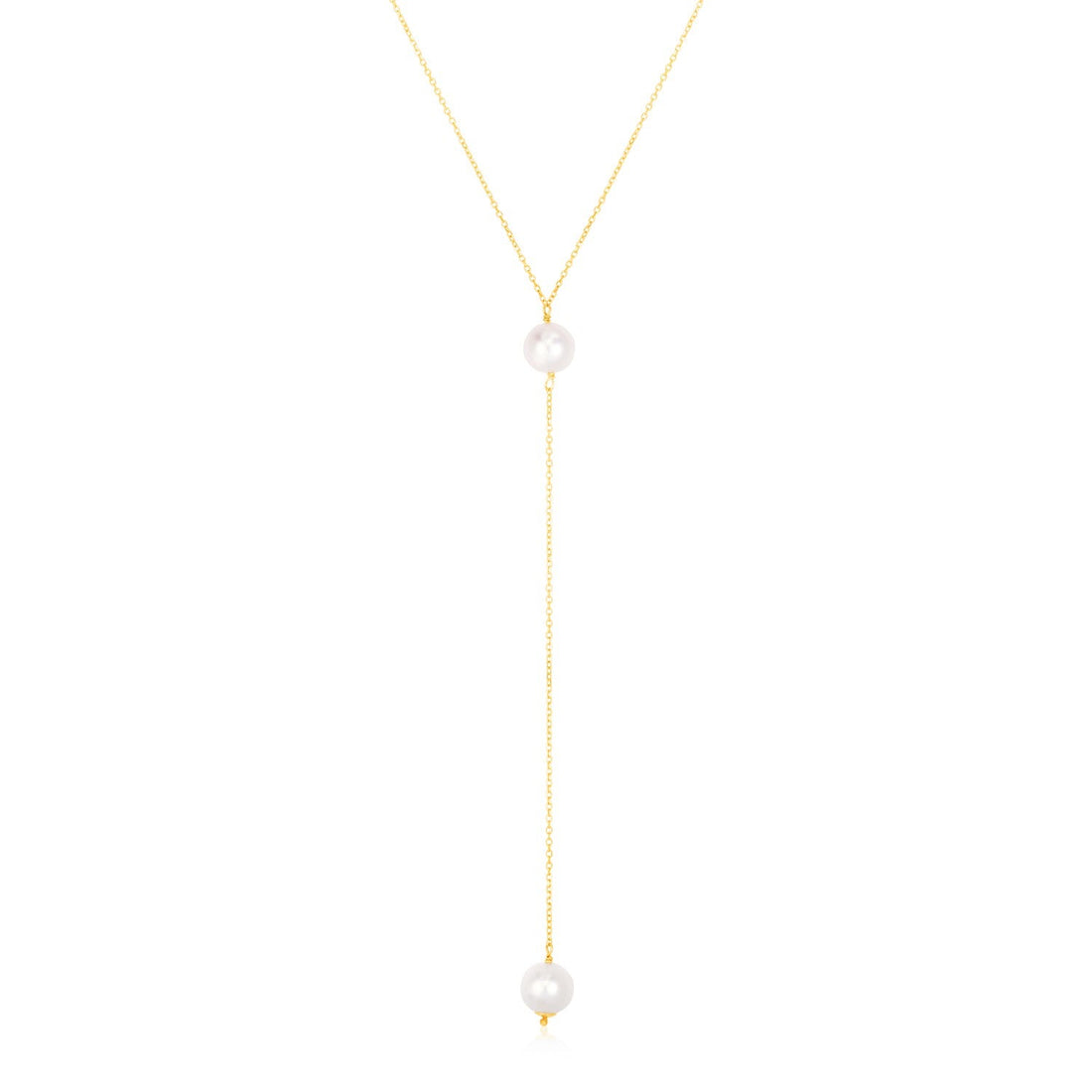 14k Yellow Gold Lariat Necklace with Pearls - Coolpeacock