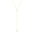 14k Yellow Gold Lariat Necklace with Pearls - Coolpeacock