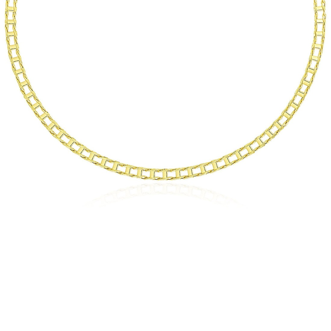 14k Yellow Gold Men's Necklace with Track Design Links - Coolpeacock