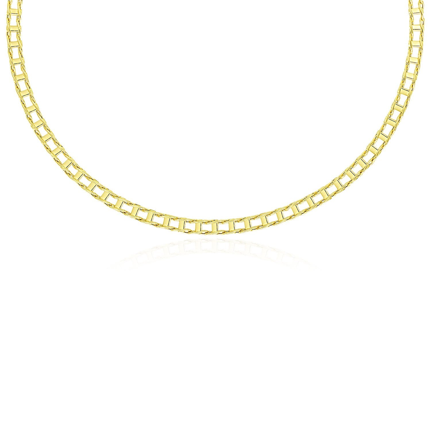 14k Yellow Gold Men's Necklace with Track Design Links - Coolpeacock