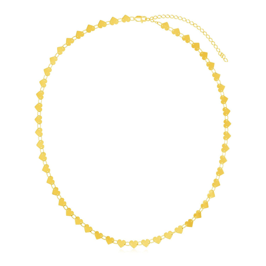 14k Yellow Gold Mirrored Heart Chain Necklace - Coolpeacock