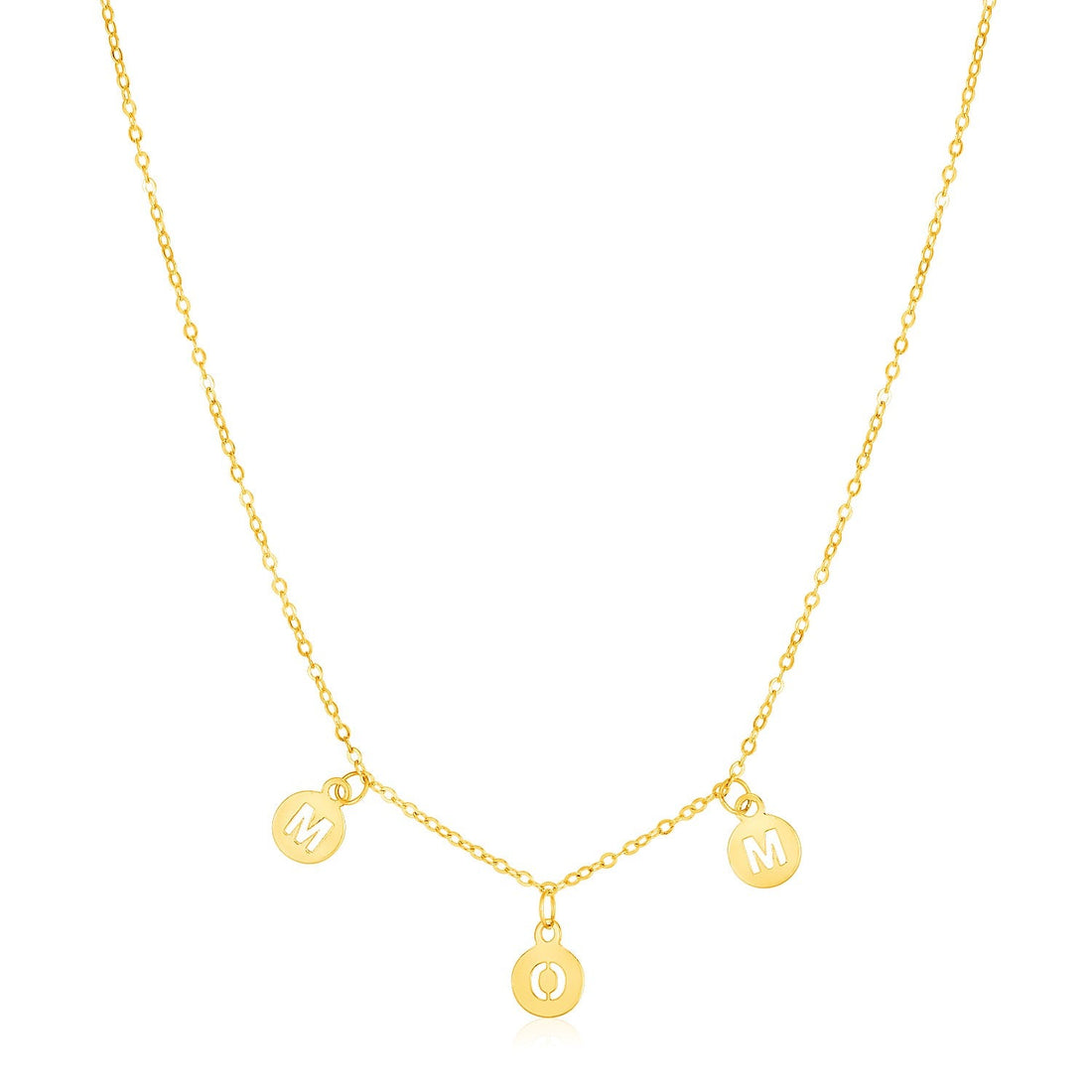 14k Yellow Gold Mom Necklace with Circle Drops - Coolpeacock