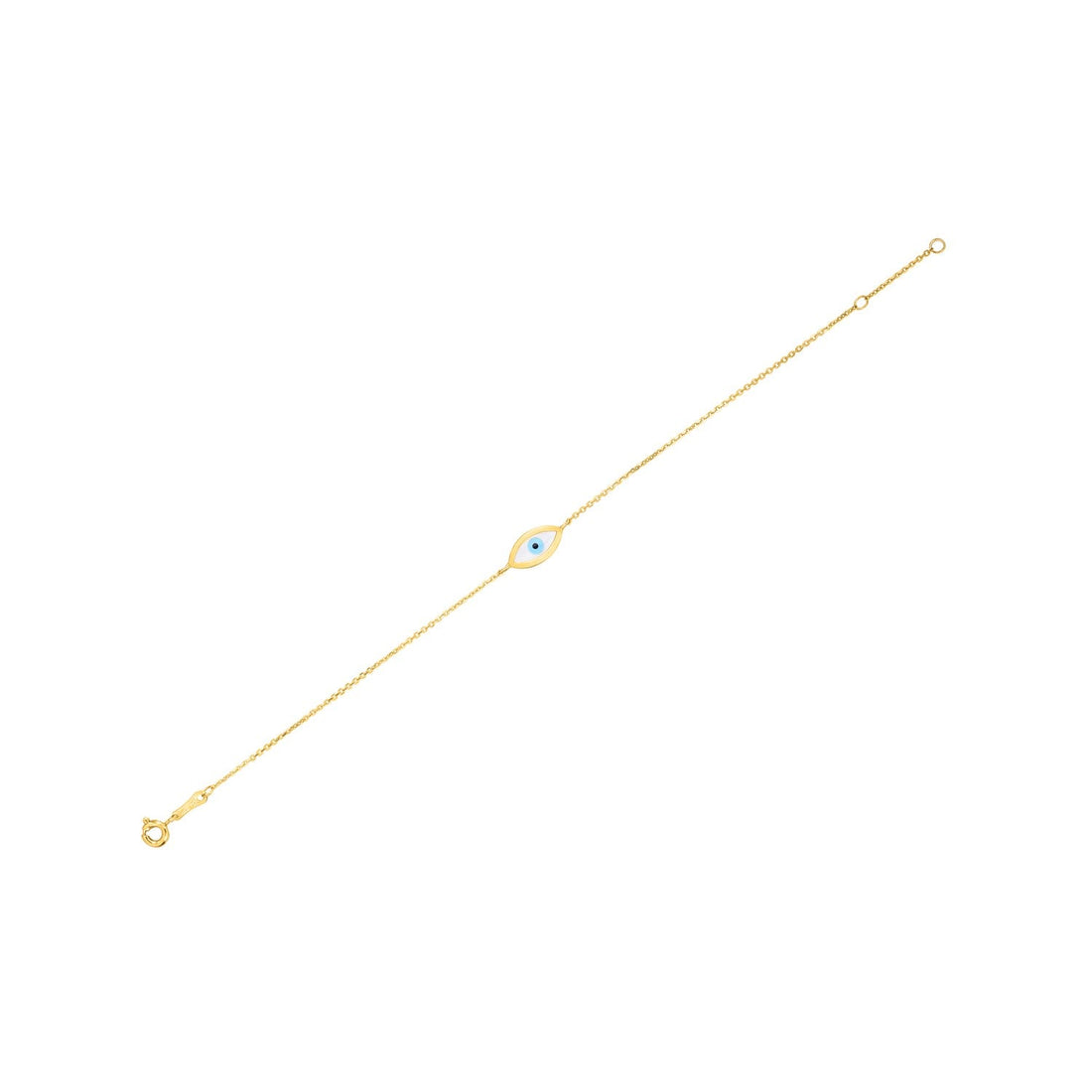 14k Yellow Gold MOP Evil Eye Bracelet (1.00 mm) - Coolpeacock
