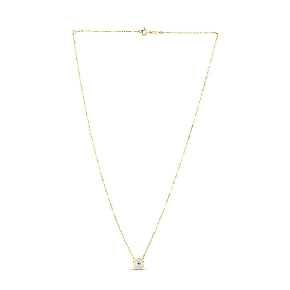 14k Yellow Gold MOP Evil Eye Necklace - Coolpeacock