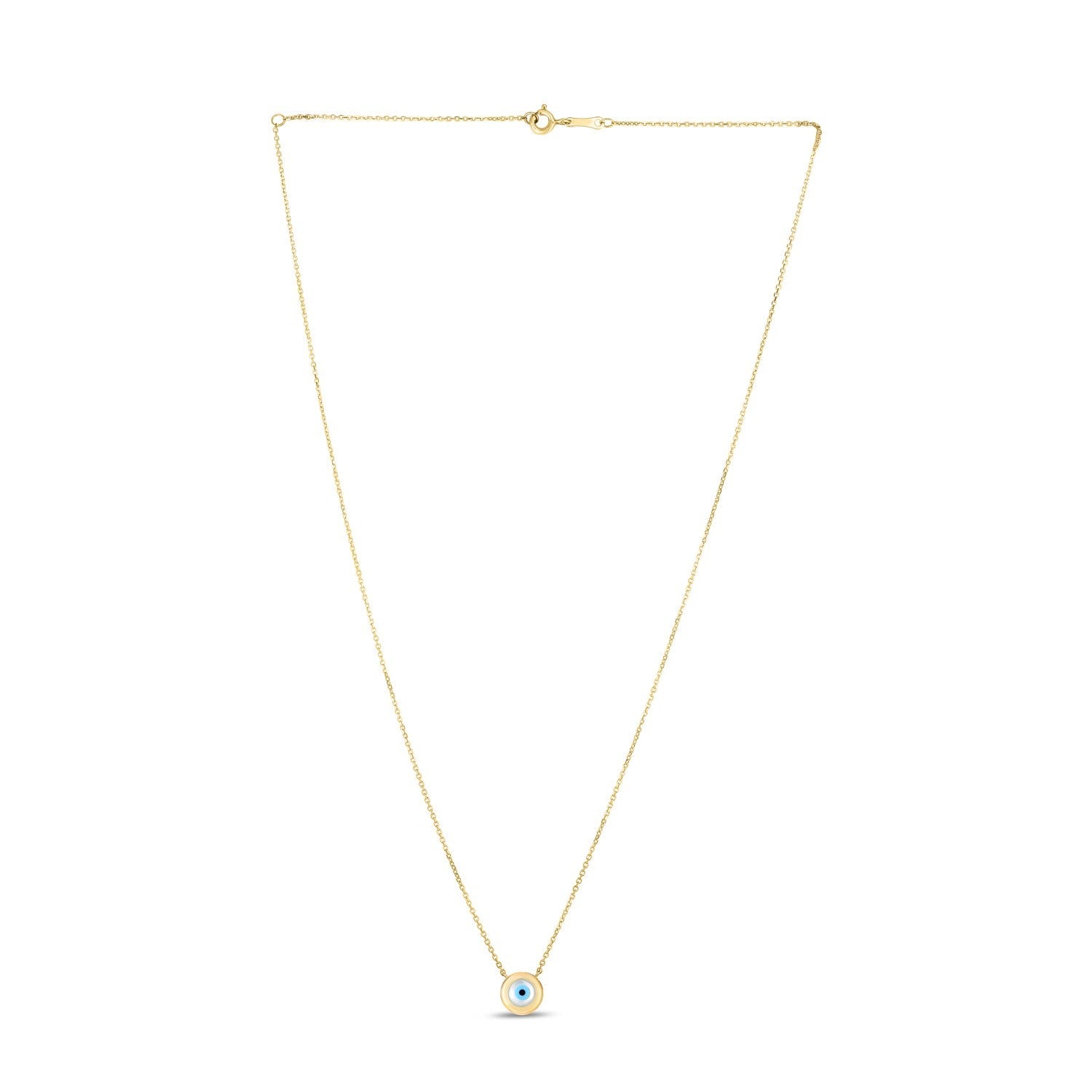 14k Yellow Gold MOP Evil Eye Necklace - Coolpeacock