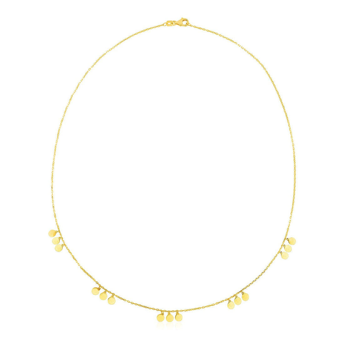 14k Yellow Gold Necklace with Circle Dangle Stations - Coolpeacock