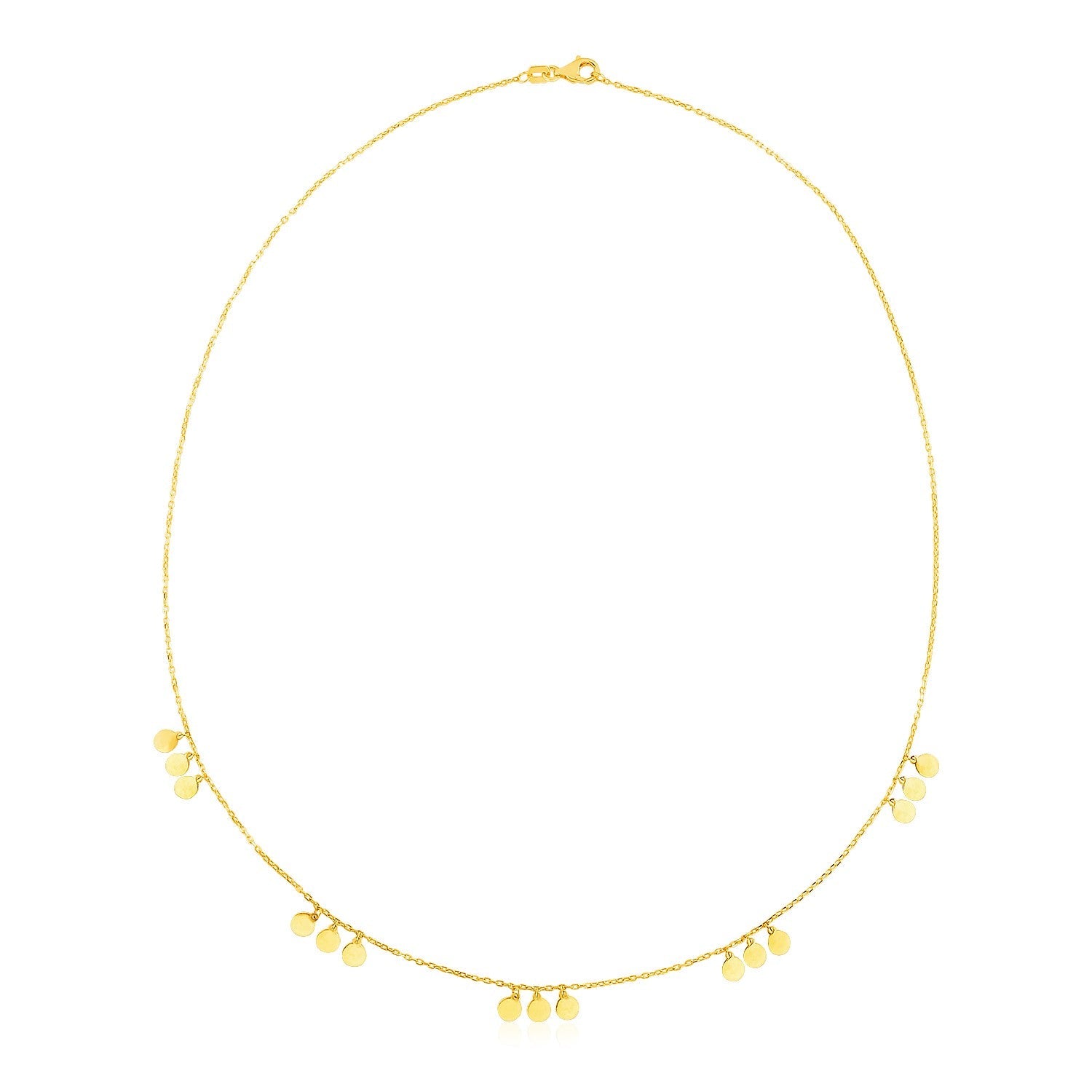 14k Yellow Gold Necklace with Circle Dangle Stations - Coolpeacock