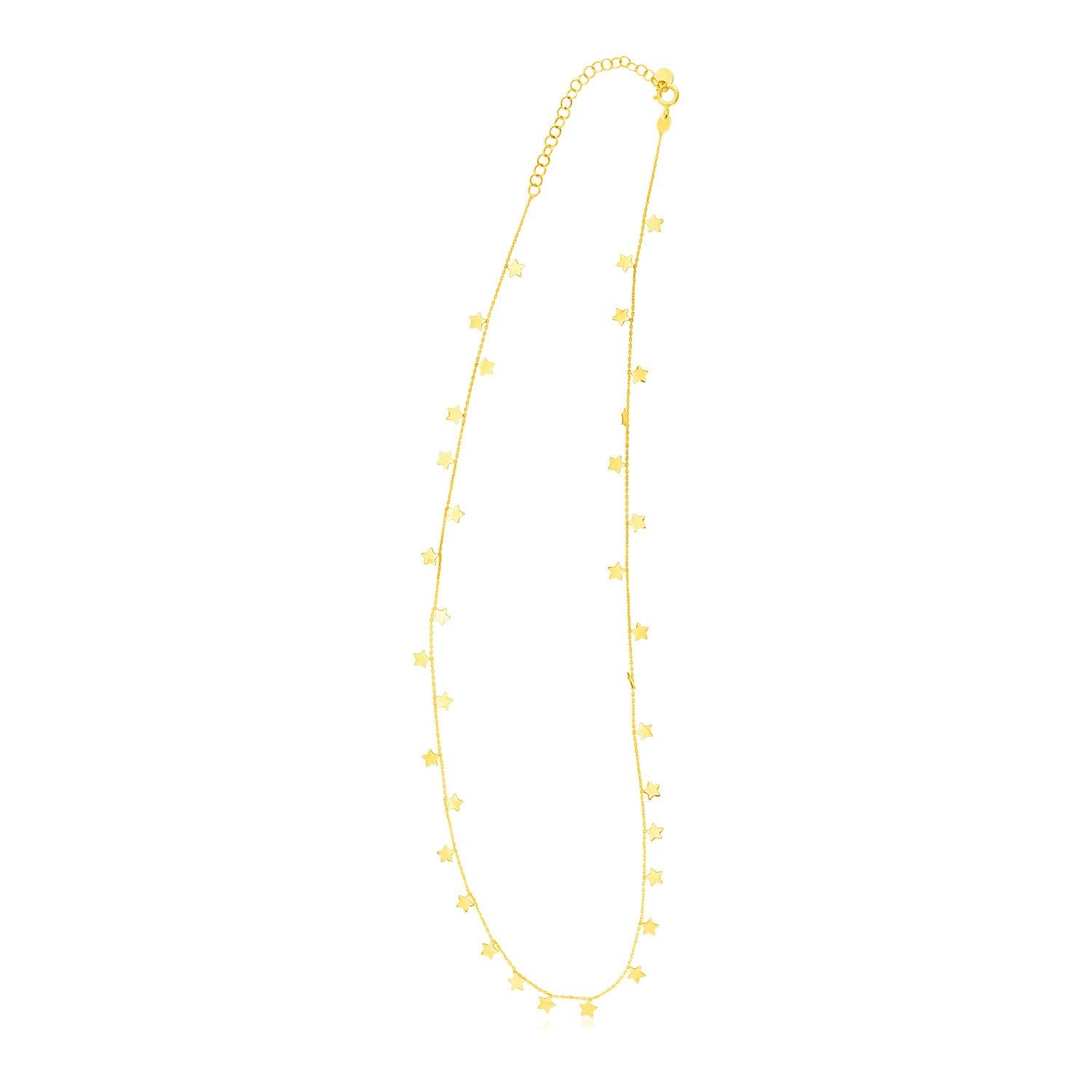 14K Yellow Gold Necklace with Dangling Stars - Coolpeacock