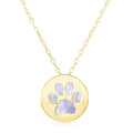 14k Yellow Gold Necklace with Dog Paw Print Symbol in Mother of Pearl - Coolpeacock
