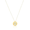 14k Yellow Gold Necklace with Dog Paw Print Symbol in Mother of Pearl - Coolpeacock