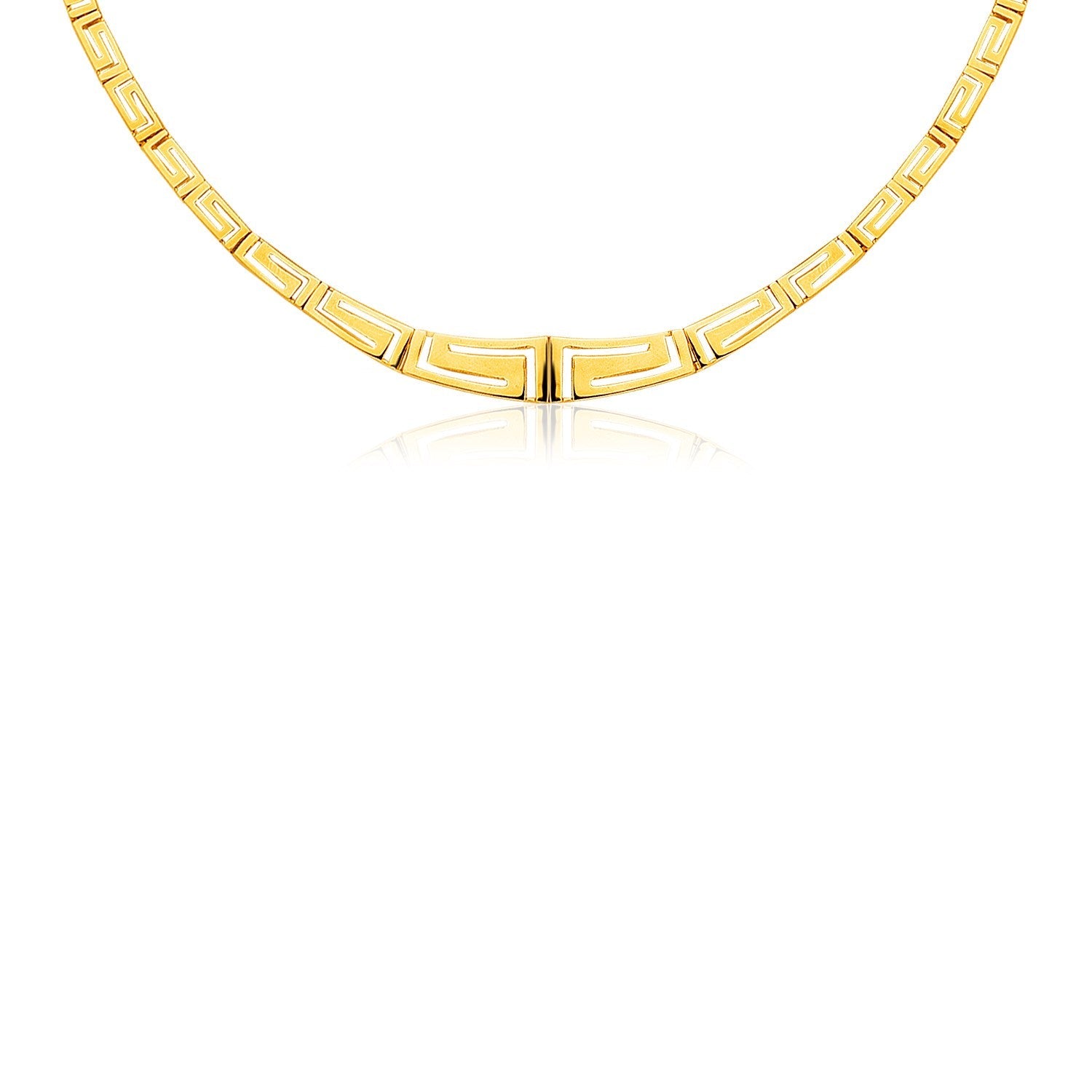 14K Yellow Gold Necklace with Graduated Greek Meander Motif Links - Coolpeacock