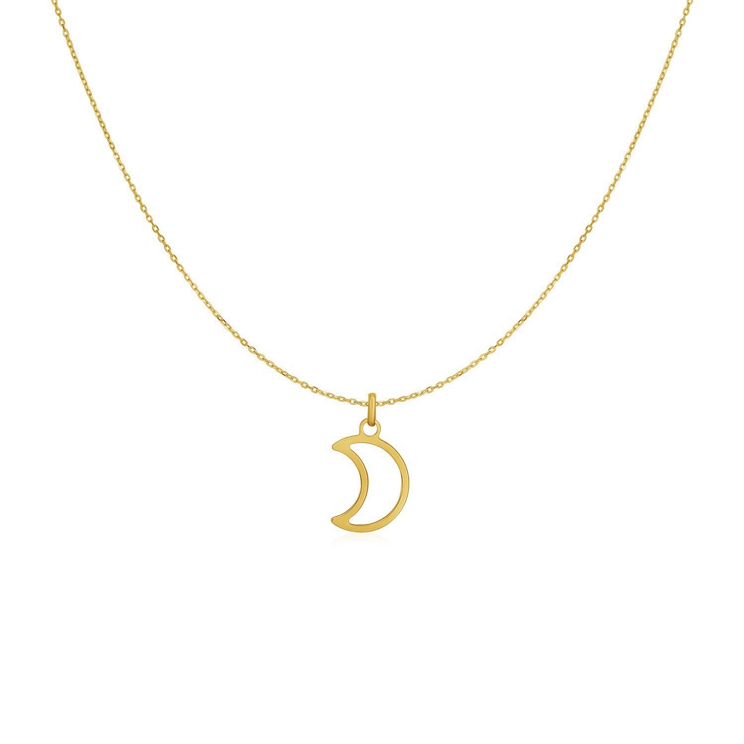 14k Yellow Gold Necklace with Moon - Coolpeacock