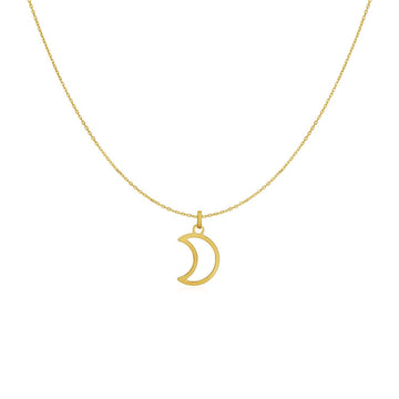 14k Yellow Gold Necklace with Moon - Coolpeacock