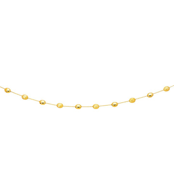 14k Yellow Gold Necklace with Polished and Textured Pebble Stations - Coolpeacock