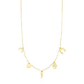 14K Yellow Gold Necklace with Polished Charms - Coolpeacock
