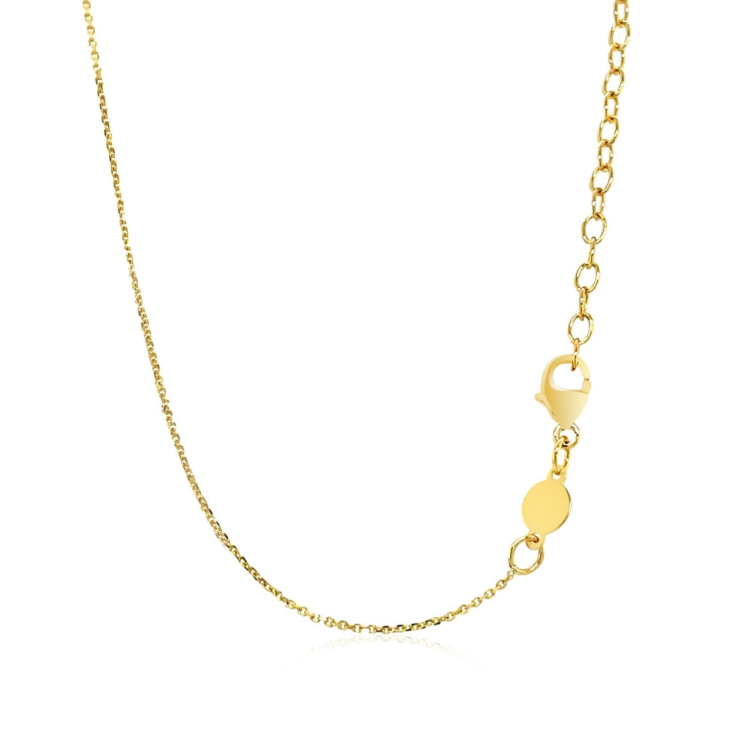 14k Yellow Gold Necklace with Polished Curved Bar Pendant - Coolpeacock