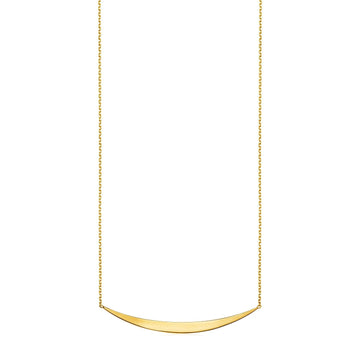 14k Yellow Gold Necklace with Polished Curved Bar Pendant - Coolpeacock