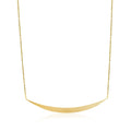 14k Yellow Gold Necklace with Polished Curved Bar Pendant - Coolpeacock