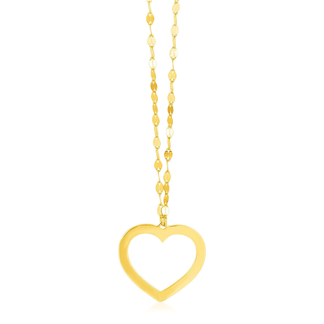 14k Yellow Gold Necklace with Reversible Heart Pendant - Coolpeacock
