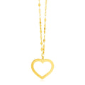 14k Yellow Gold Necklace with Reversible Heart Pendant - Coolpeacock
