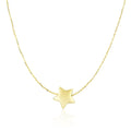 14k Yellow Gold Necklace with Shiny Puffed Sliding Star Charm - Coolpeacock