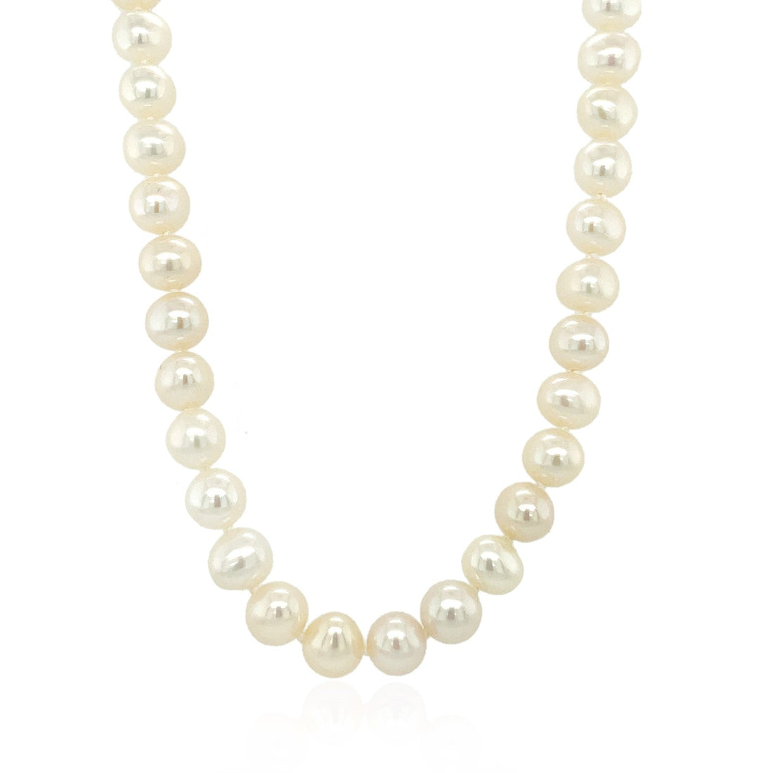 14k Yellow Gold Necklace with White Freshwater Cultured Pearls (6.0mm to 6.5mm) - Coolpeacock