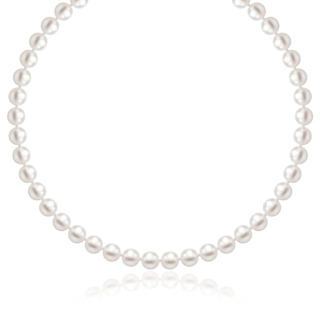 14k Yellow Gold Necklace with White Freshwater Cultured Pearls (6.0mm to 6.5mm) - Coolpeacock