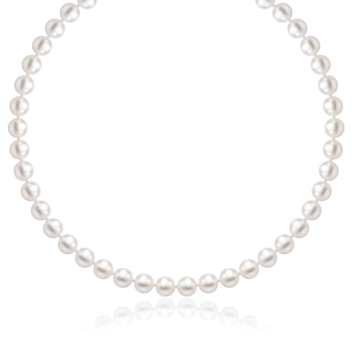 14k Yellow Gold Necklace with White Freshwater Cultured Pearls (6.0mm to 6.5mm) - Coolpeacock