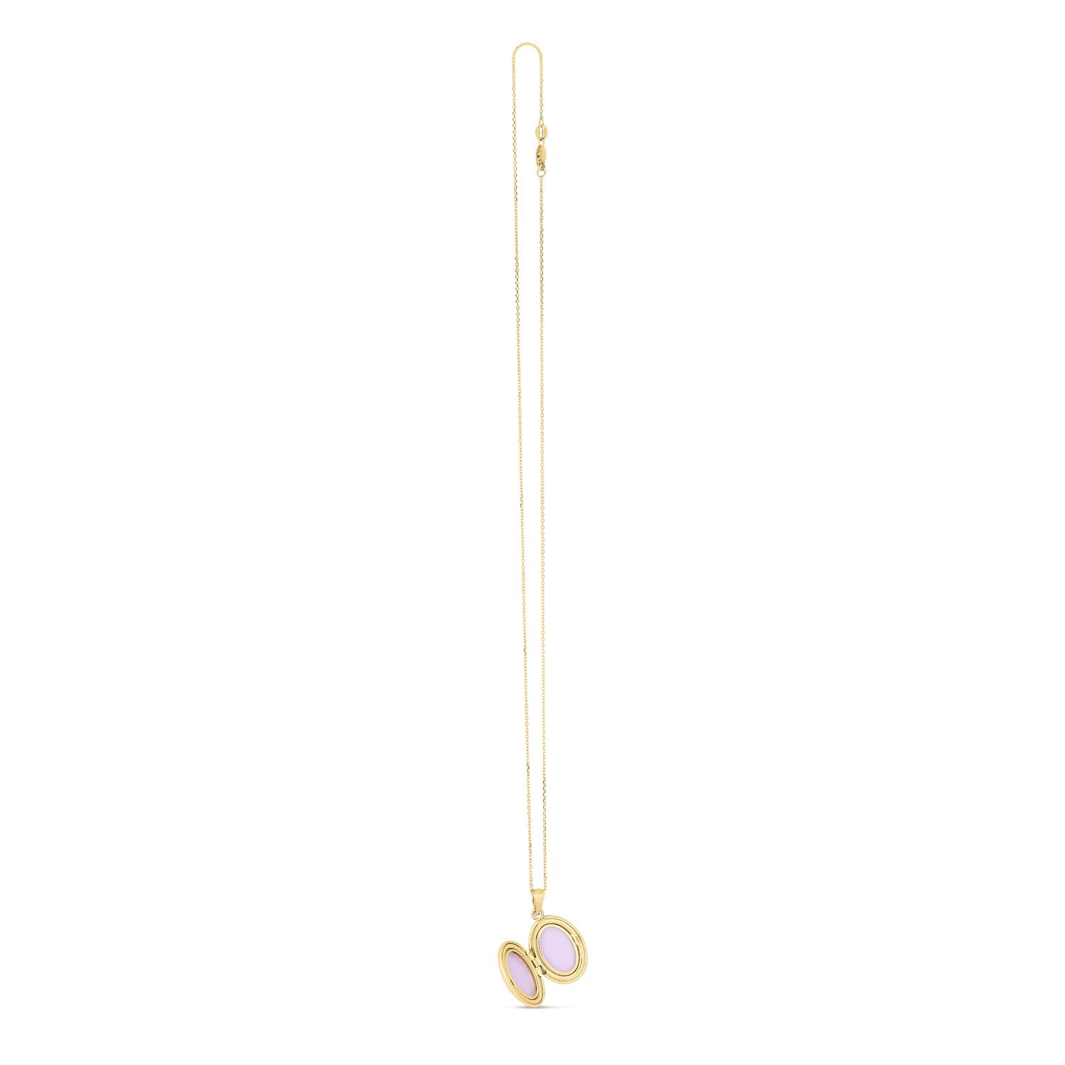 14k Yellow Gold Oval Etched Locket Necklace - Coolpeacock