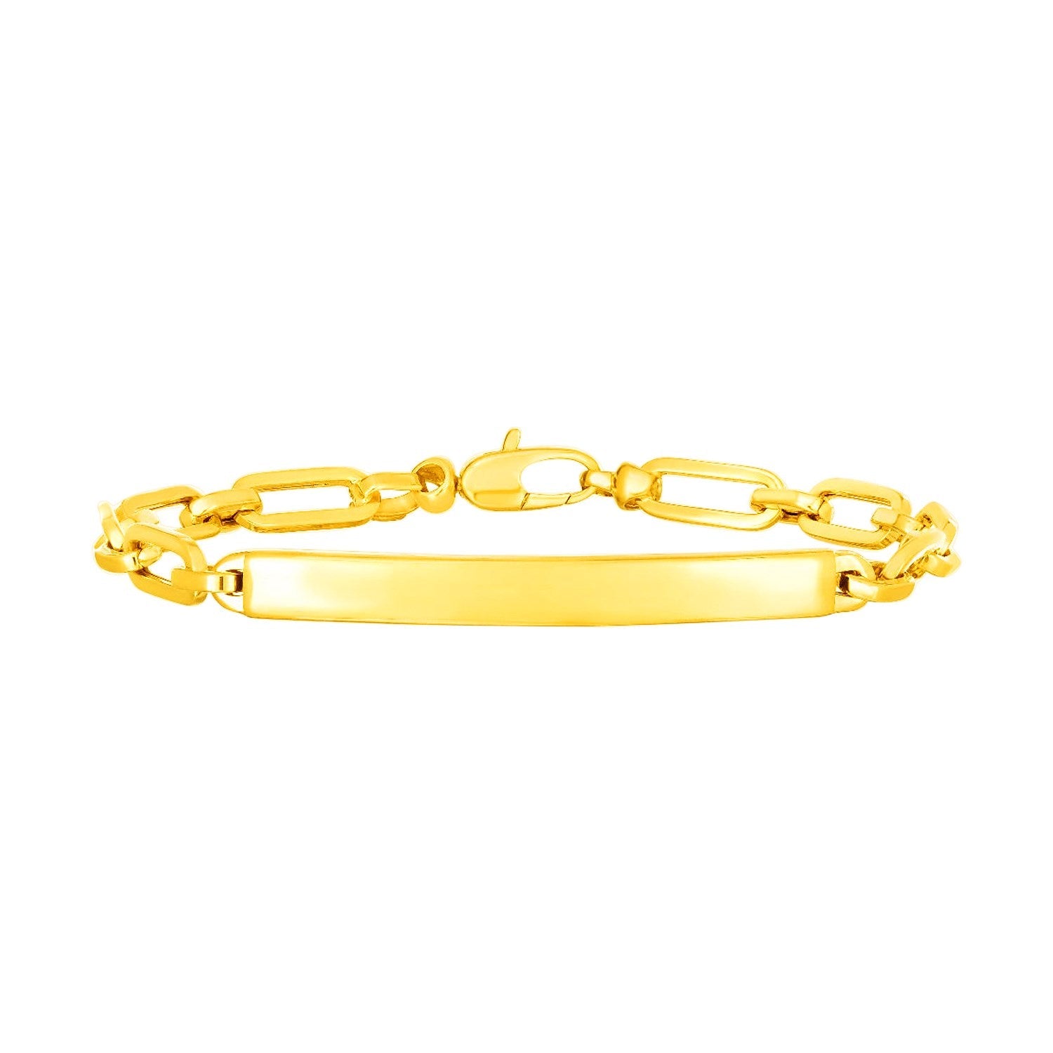 14K Yellow Gold Paperclip Chain ID Bracelet (4.80 mm) - Coolpeacock