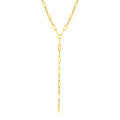 14k Yellow Gold Paperclip Chain Lariat Necklace - Coolpeacock