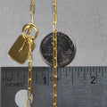 14k Yellow Gold Paperclip Chain Necklace with Rounded Rectangle Pendant - Coolpeacock