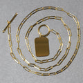 14k Yellow Gold Paperclip Chain Necklace with Rounded Rectangle Pendant - Coolpeacock