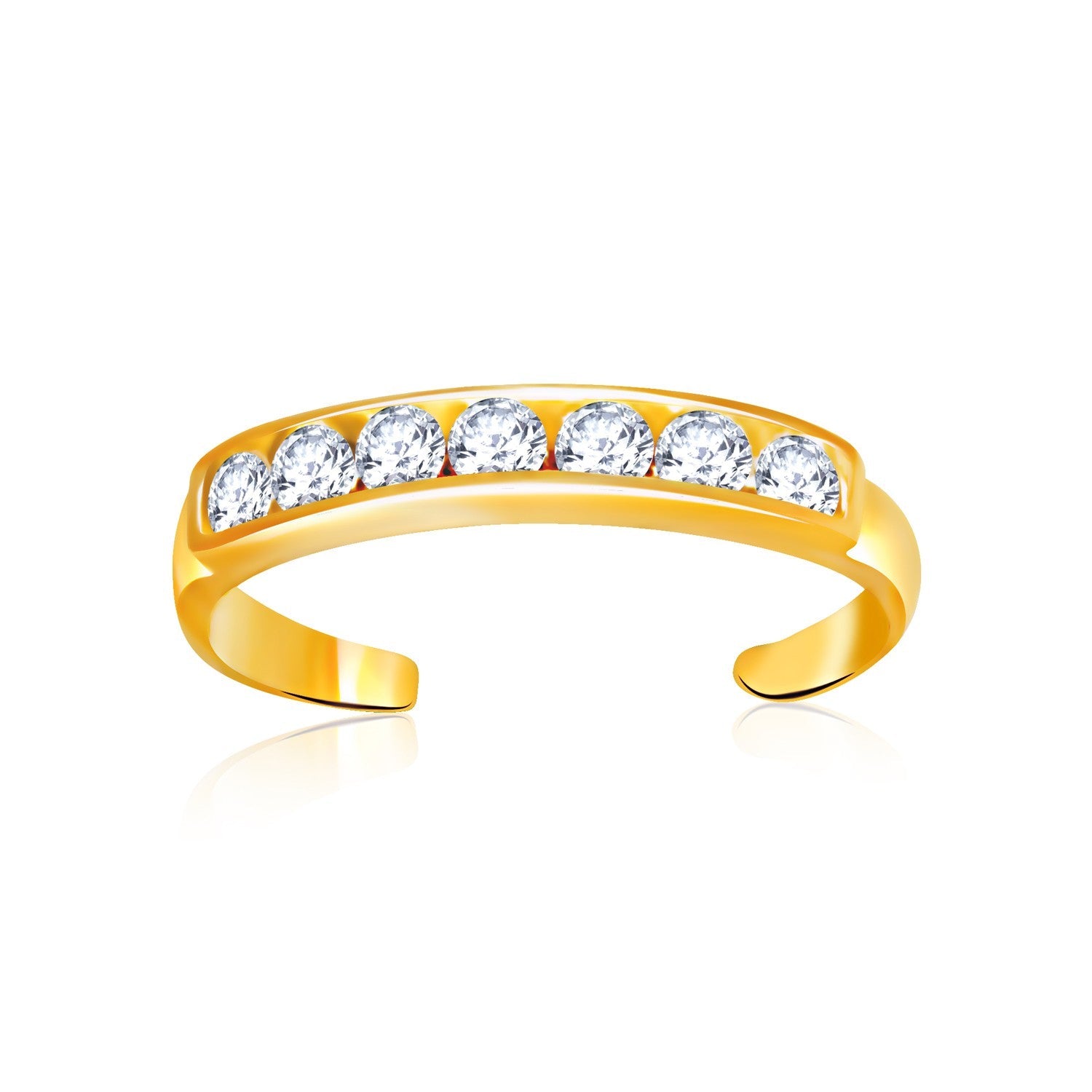 14k Yellow Gold Pave Set Cubic Zirconia Toe Ring - Coolpeacock