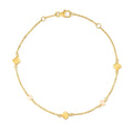 14k Yellow Gold Pearl Clover Bracelet - Coolpeacock