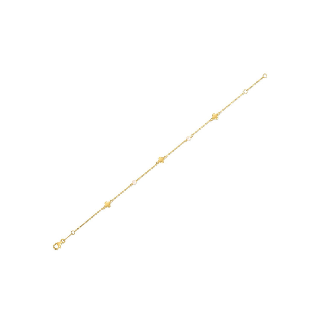 14k Yellow Gold Pearl Clover Bracelet - Coolpeacock