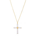 14k Yellow Gold Pearl Cross Pendant - Coolpeacock