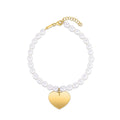 14k Yellow Gold Pearl Heart Charm Bracelet - Coolpeacock