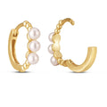 14k Yellow Gold Pearl Huggie Earrings - Coolpeacock