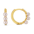 14k Yellow Gold Pearl Huggie Earrings - Coolpeacock