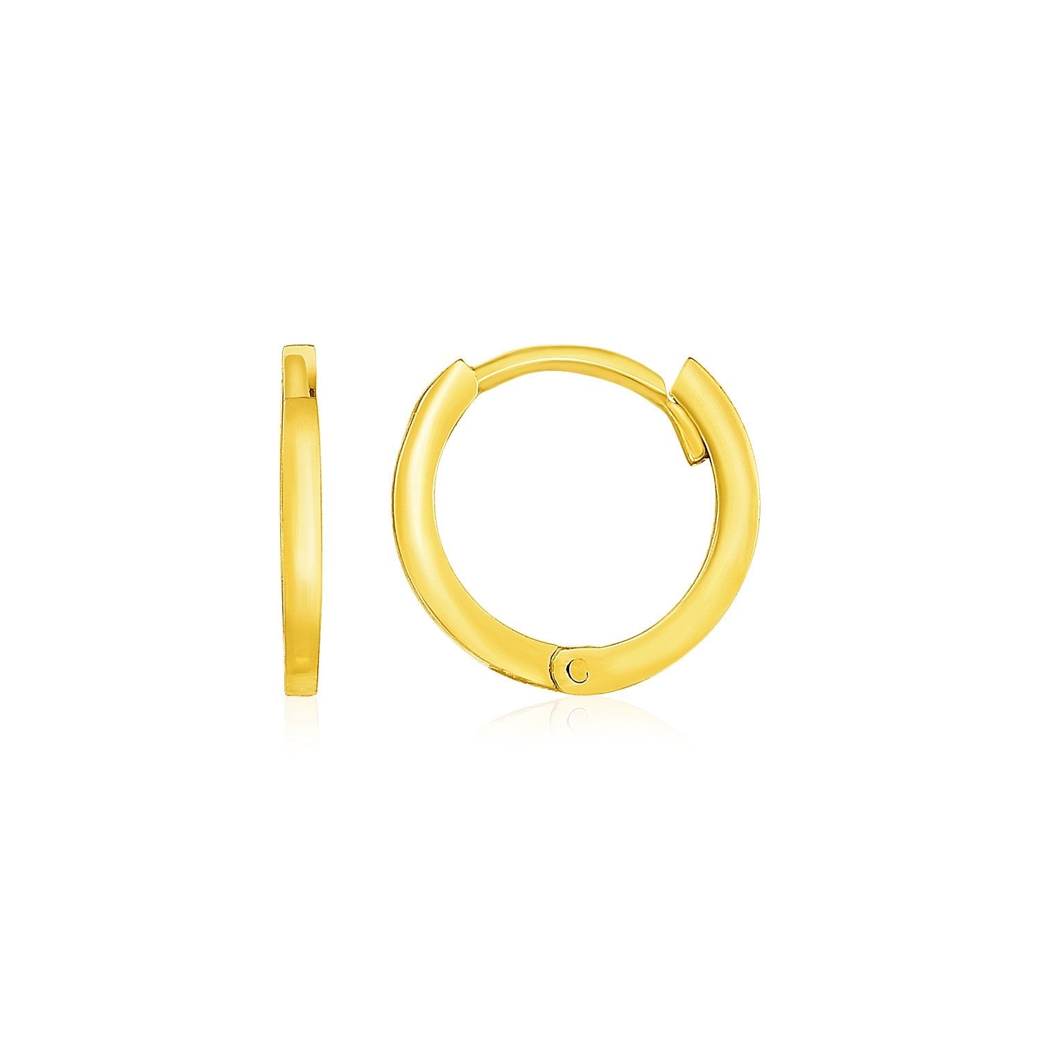 14k Yellow Gold Petite Polished Round Hoop Earrings(1.3x11.5mm) - Coolpeacock