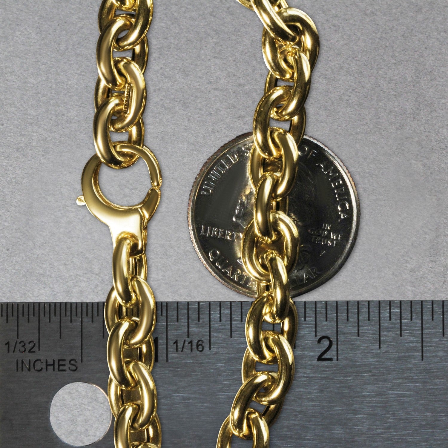 14k Yellow Gold Polished Cable Link Necklace - Coolpeacock